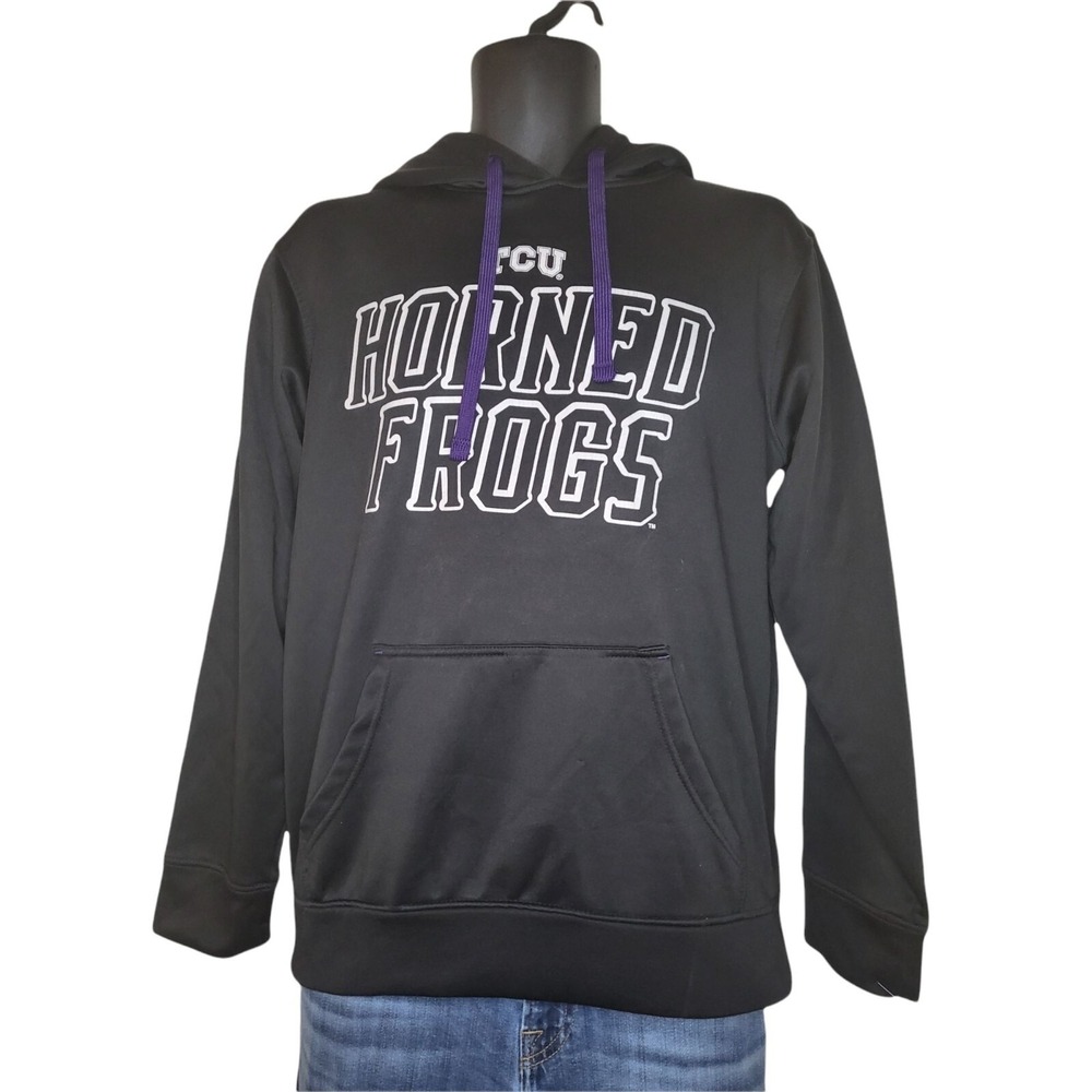 Champion‎ TCU Horned Frogs Hoodie Mens S Black Purple Pullover Sweatshirt NCAA